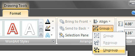 Ungroup slide objects