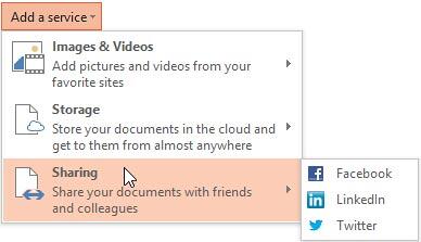 Sharing sub-menu Sharing sub-menu