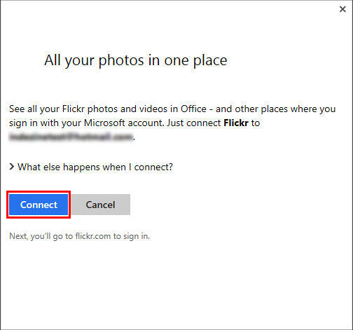 Flickr connect window Flickr connect window
