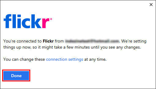Flickr service connected Flickr service connected