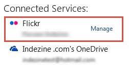Flickr service added within Connected Services list Flickr service added within Connected Services list