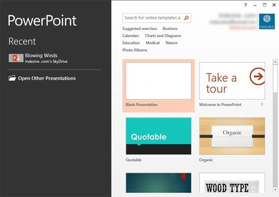 Presentation gallery displaying changed interface color