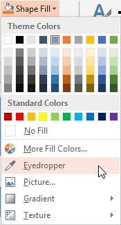 Eyedropper option selected
