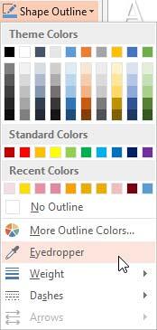 Shape Outline drop-down gallery