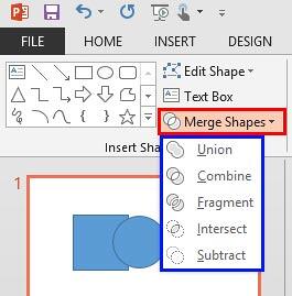 Merge Shapes drop-down gallery