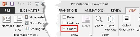 Guides check-box selected