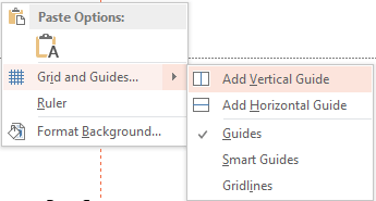 Add Vertical Guide option to be selected