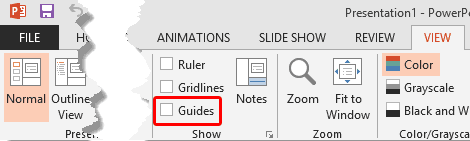 Guides check-box not selected