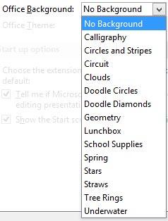 Office Background drop-down list