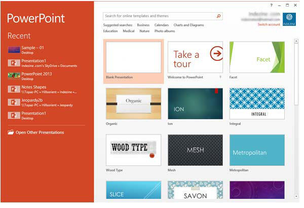 PowerPoint 2013 Presentation gallery