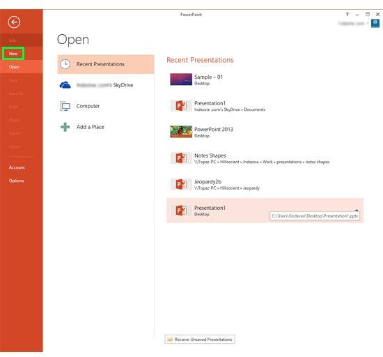 Open options within Backstage view 