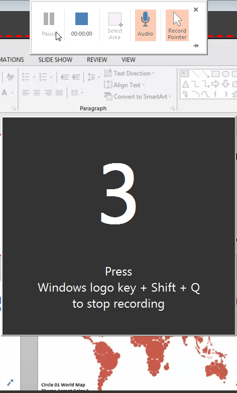 Screen Recording countdown message
