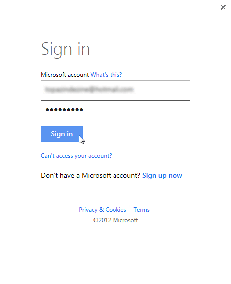 Sign in to Microsoft account window Sign in to Microsoft account window