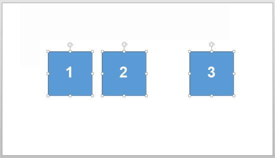 Three square shapes on the slide
