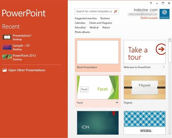 PowerPoint 2013's Presentation gallery