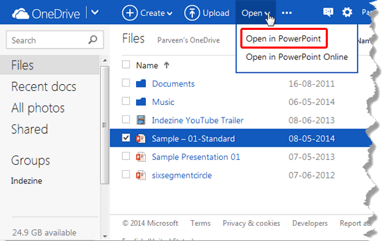 Open in PowerPoint option