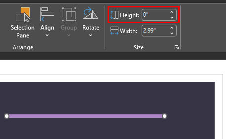 Zero Height value turns the diagonal line into a horizontal line
