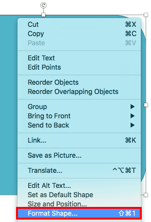 Format Shape option in PowerPoint 365 Mac Format Shape option in PowerPoint 365 Mac