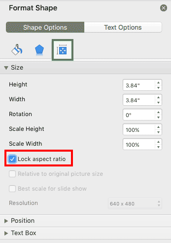 Format Shape pane in PowerPoint 365 Format Shape pane in PowerPoint 365