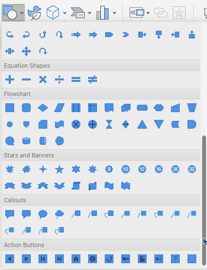 More Shapes gallery in PowerPoint 365 for Mac