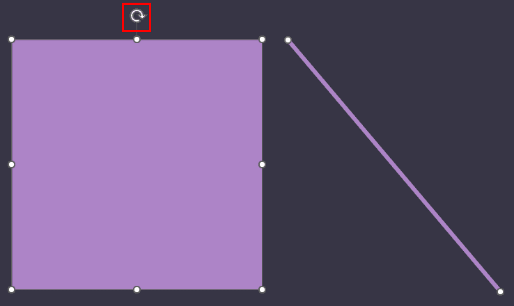 An open line shape doesn't have a rotation handle