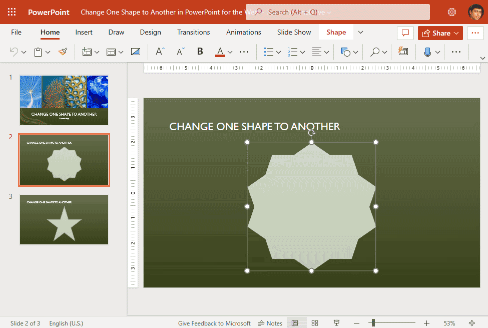 Active slide seen within PowerPoint for the Web Active slide seen within PowerPoint for the Web