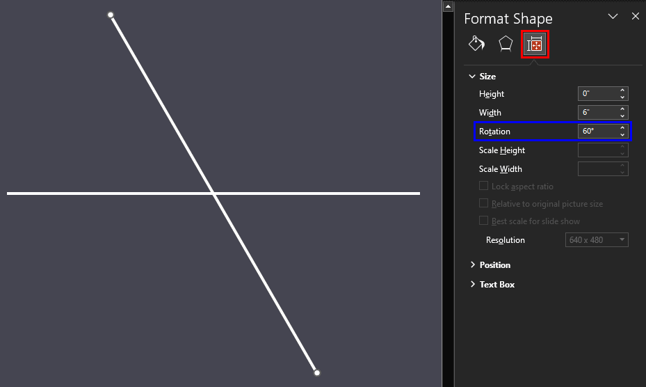 Rotate line by 60 degrees