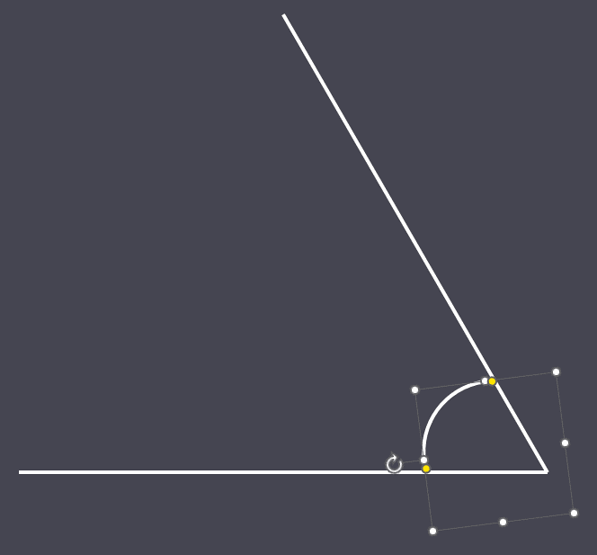 Rotate the arc shape to form an angle
