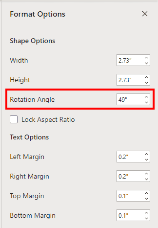 Format Options task pane in PowerPoint for the Web
