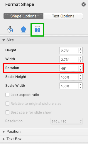 Format Shape task pane in PowerPoint 365 for Mac Format Shape task pane in PowerPoint 365 for Mac