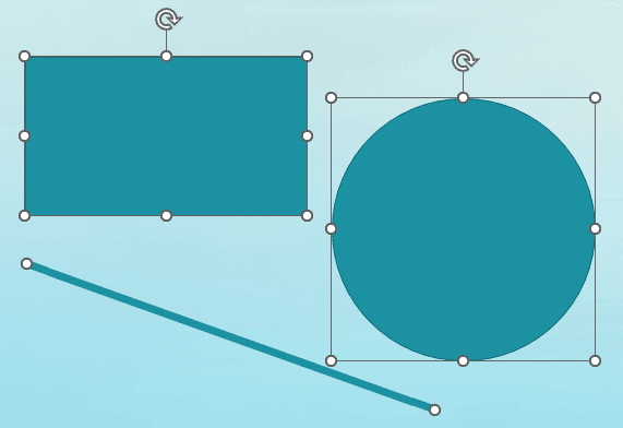 Line, Oval, and Rectangle shapes may have no yellow round handles Line, Oval, and Rectangle shapes may have no yellow round handles