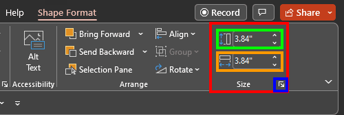 Manually enter the height and width values
