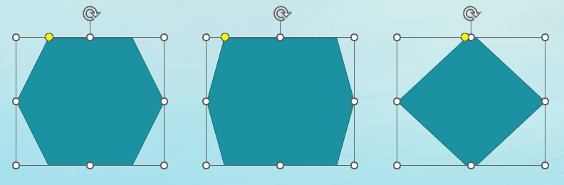 A Hexagon can be changed to both a rectangle and a diamond A Hexagon can be changed to both a rectangle and a diamond