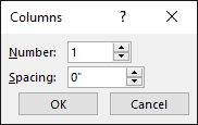 Columns dialog box Columns dialog box