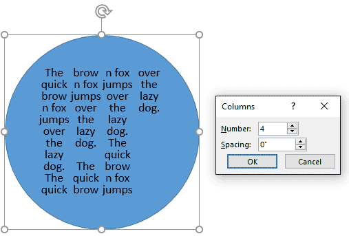 Text divided into columns with 0 spacing Text divided into columns with 0 spacing
