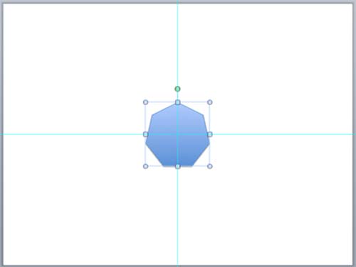 Selected shape aligned to the center of the slide