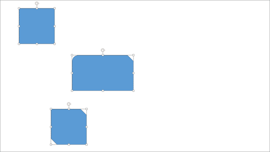 Shapes placed for vertical alignment on the slide