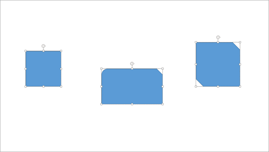 Shapes placed for horizontal alignment on the slide