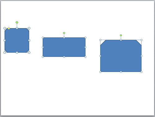 Shapes placed for horizontal alignment on the slide