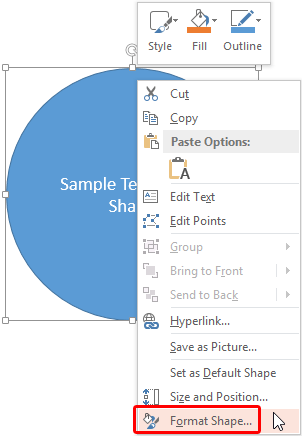 Format Shape option