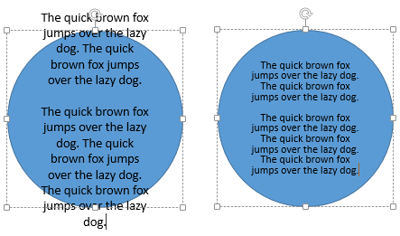Text within the shape with Do not Autofit option and Shrink text on overflow option