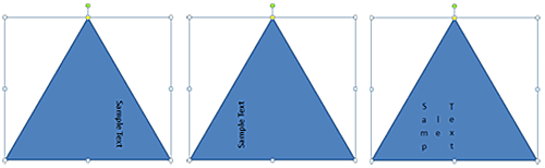 Changed direction of the text within the shape to 90&deg;, 270&deg;, and Stacked