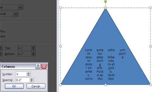 Text divided into columns with spacing