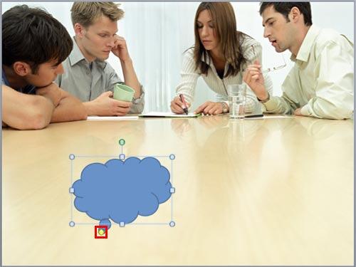 Callout inserted shows a yellow diamond Callout inserted shows a yellow diamond