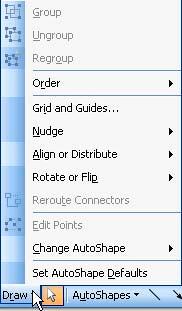 Draw button within the Drawing toolbar