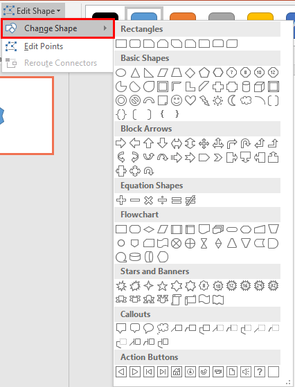 Choose a Shape to change to