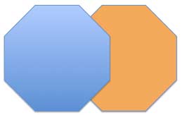 One octagon placed atop another octagon