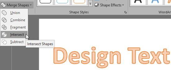 Intersect option to be selected Intersect option to be selected