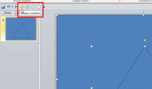 Shape Combine option selected for triangle and rectangle shapes Shape Combine option selected for triangle and rectangle shapes