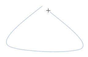 Curved edged triangle being drawn